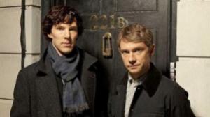 Martin Freeman (right) and Sherlock co-star Benedict Cumberbatch (left)
