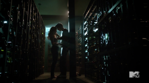 Teen_Wolf_Season_3_Episode_2_Dylan_O'Brien_Caitlin_Custer_Stiles_and_Heather_in_the_wine_cellar